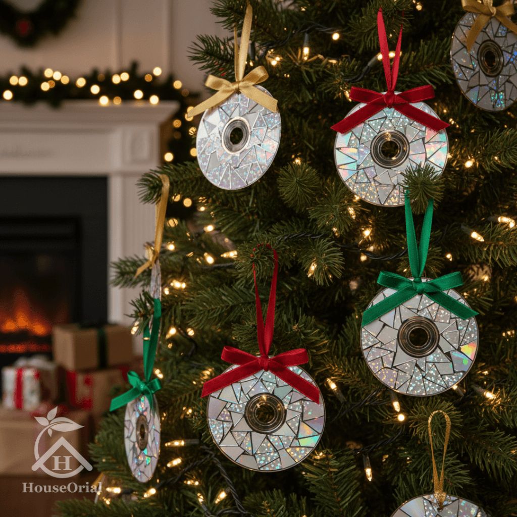 15 Viral Homemade Christmas trees decorations – All Under $5 Each 11 Zero-cost homemade Christmas trees decorations – rainbow glitter CD mosaic ornaments that sparkle like crazy under tree lights.