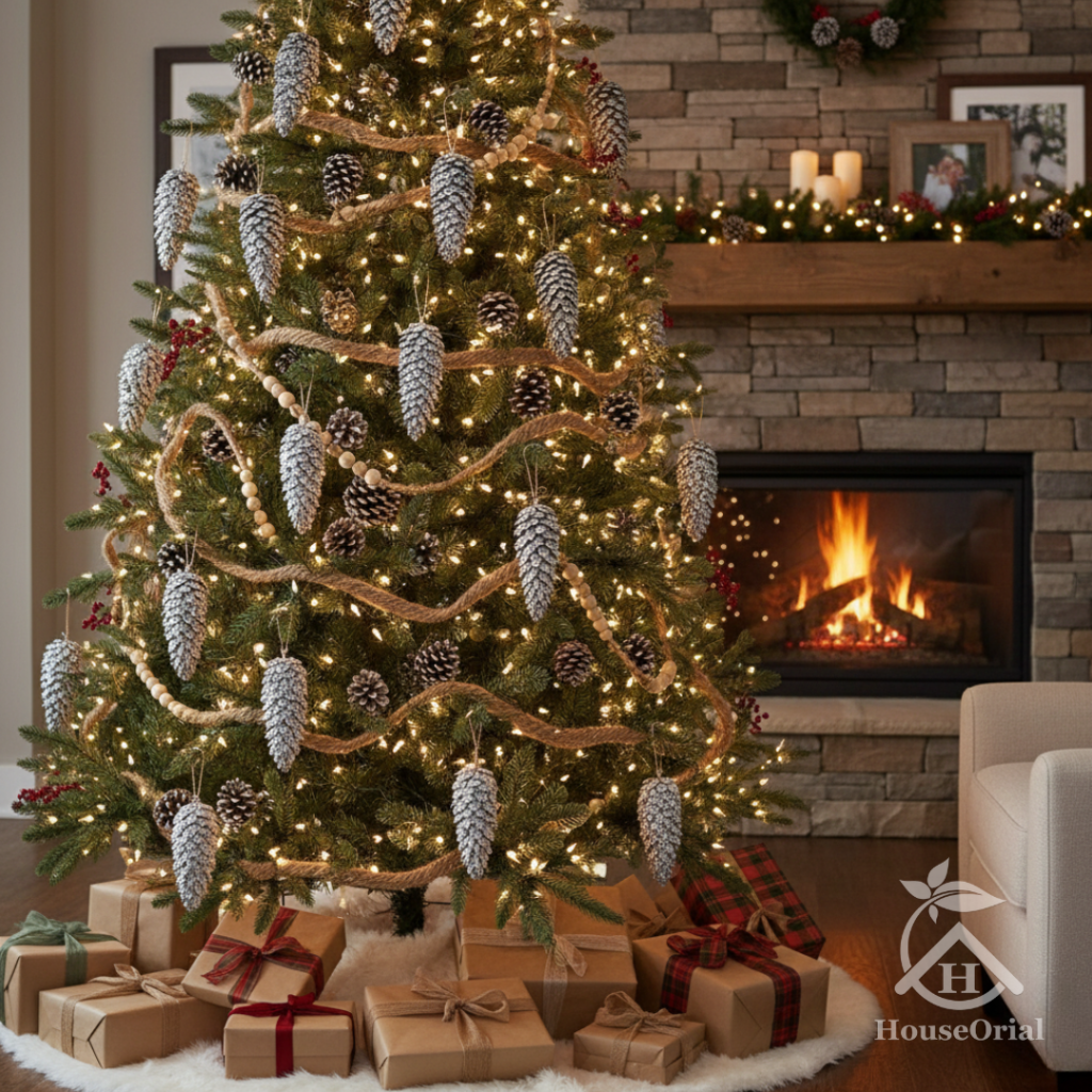 15 Viral Homemade Christmas trees decorations – All Under $5 Each 17 Rustic-glam homemade Christmas trees decorations – gold and champagne glitter-dipped pinecones with velvet ribbon bows.