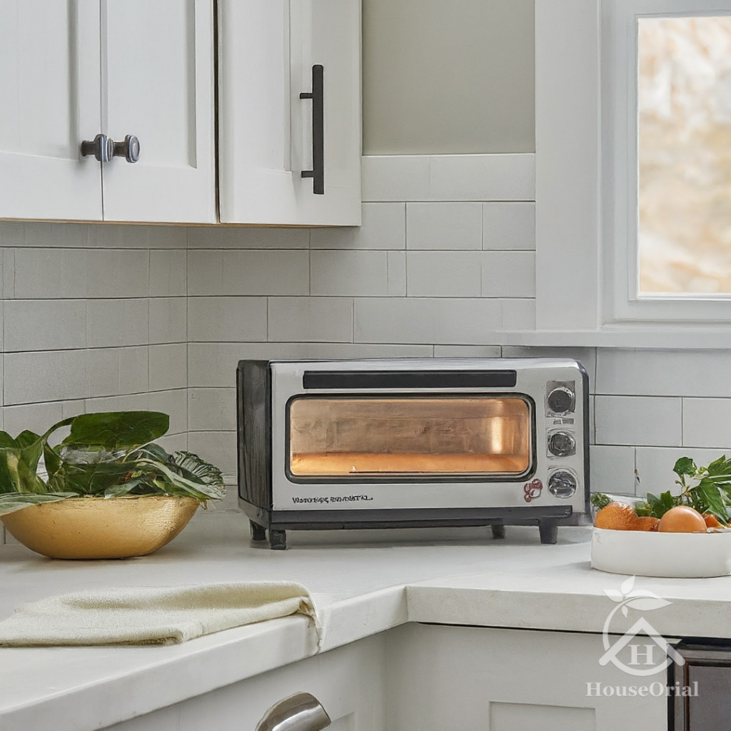 Microwave and appliances placed in kitchen counter corner in small kitchen counter organization.